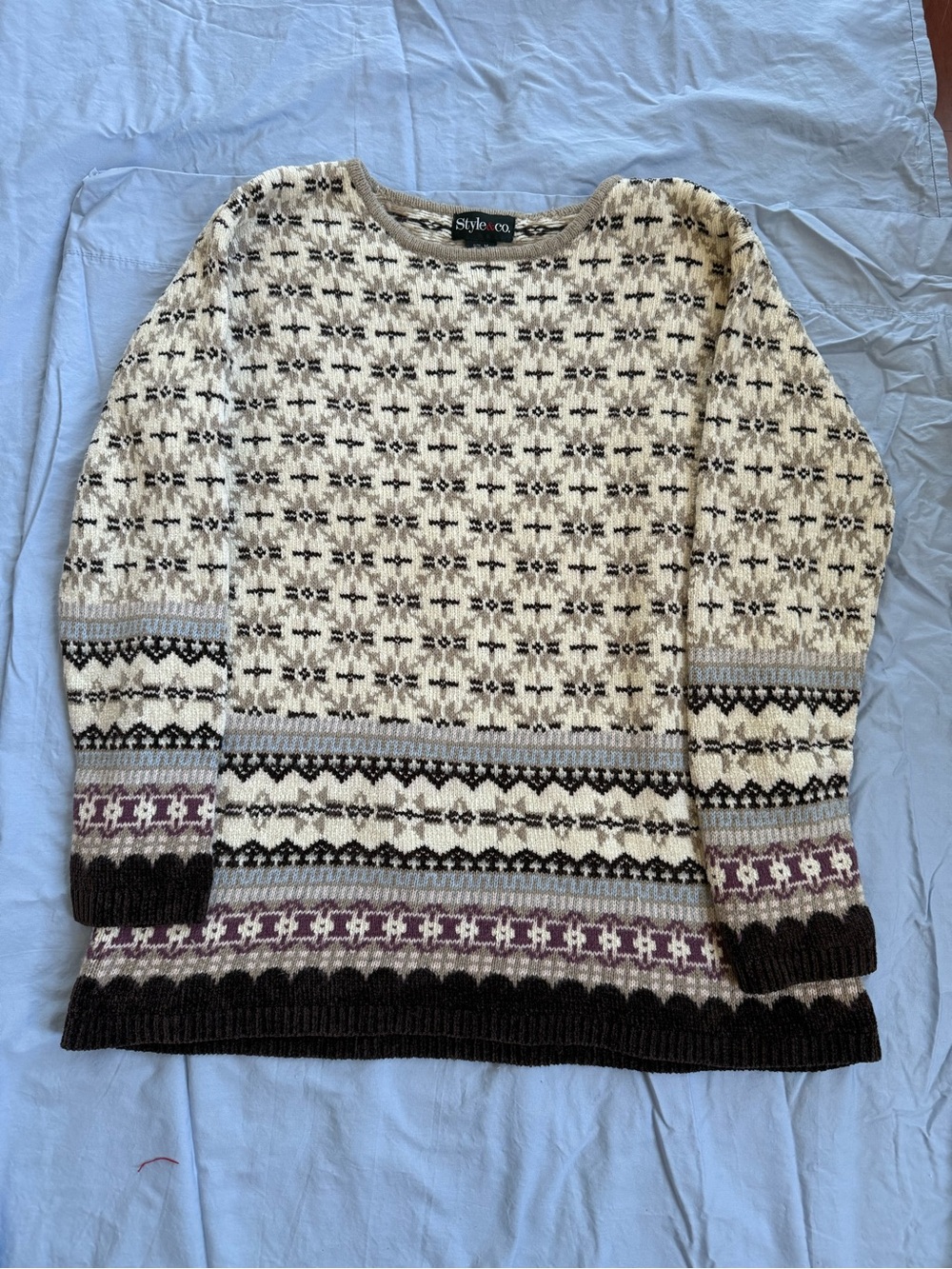 Style & Co Fair Isle Pattern Sweater, Women's Medium